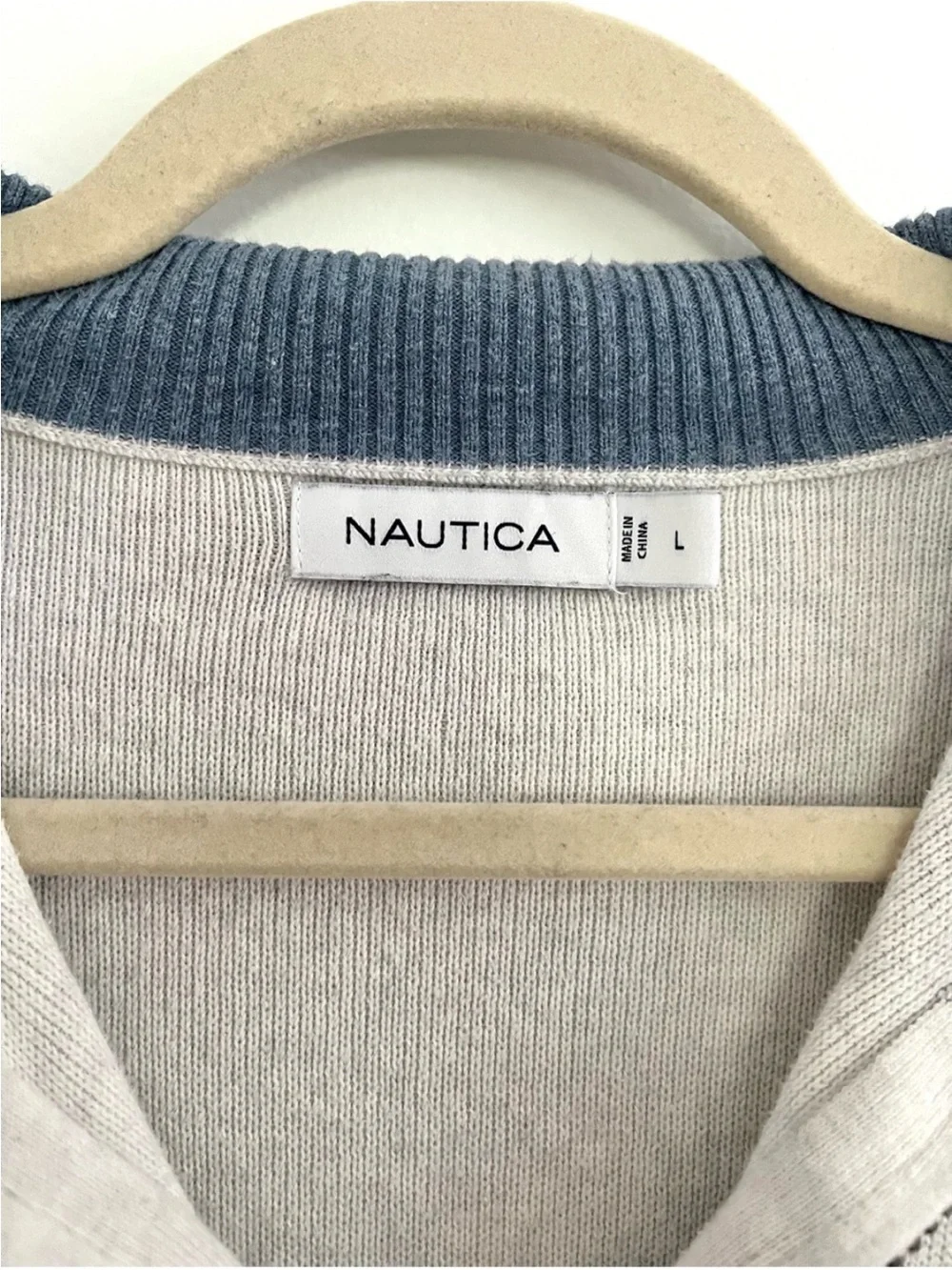 Nautica Men’s Blue Grey Striped Nautical 1/4 Zip Pullover Sweater Coastal Preppy